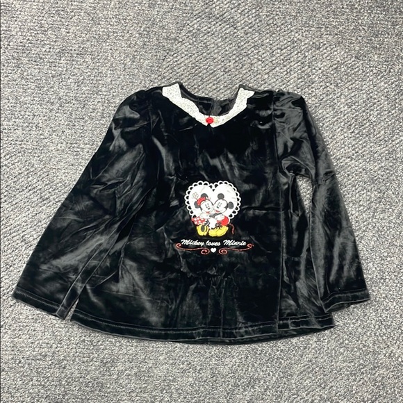 Vintage Mickey & co black velour lace collar Mickey loves Minnie 6X - Picture 1 of 5